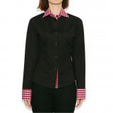 Checkered color matching poplin long sleeve shirts
